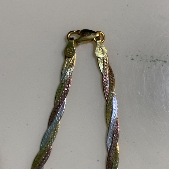 Italy 925 Tri Color Braided Necklace 18” - Picture 5 of 13